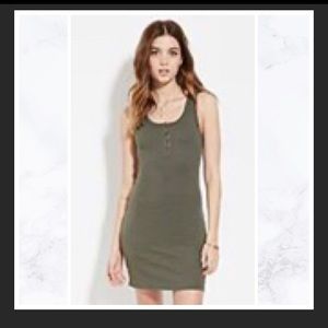 NWT F21 OLIVE RIBBED TANK DRESS
